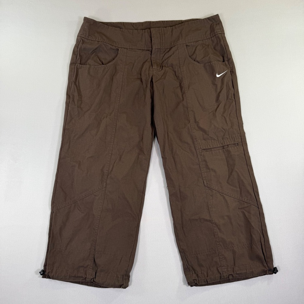 Vintage Nike Womens Brown Cargo Pants Bungee Large Gorpcore Y2K Hiking Parachute